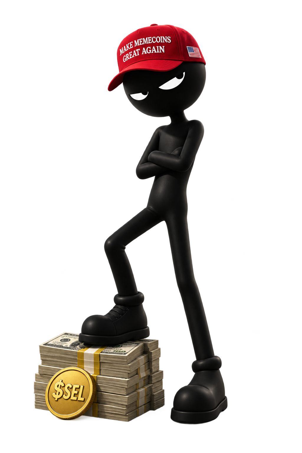 Selvo wearing a red memecoin cap